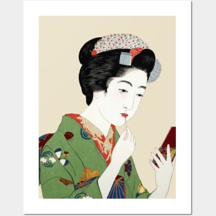 Geisha in Kimono making up - Japanese art Posters and Art